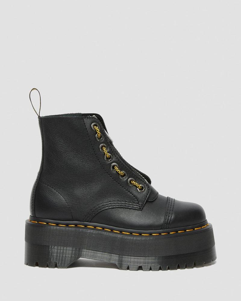 Dr Martens Sinclair Max Pisa Læder Platform Støvler Dame Sort | DK 256JPQ